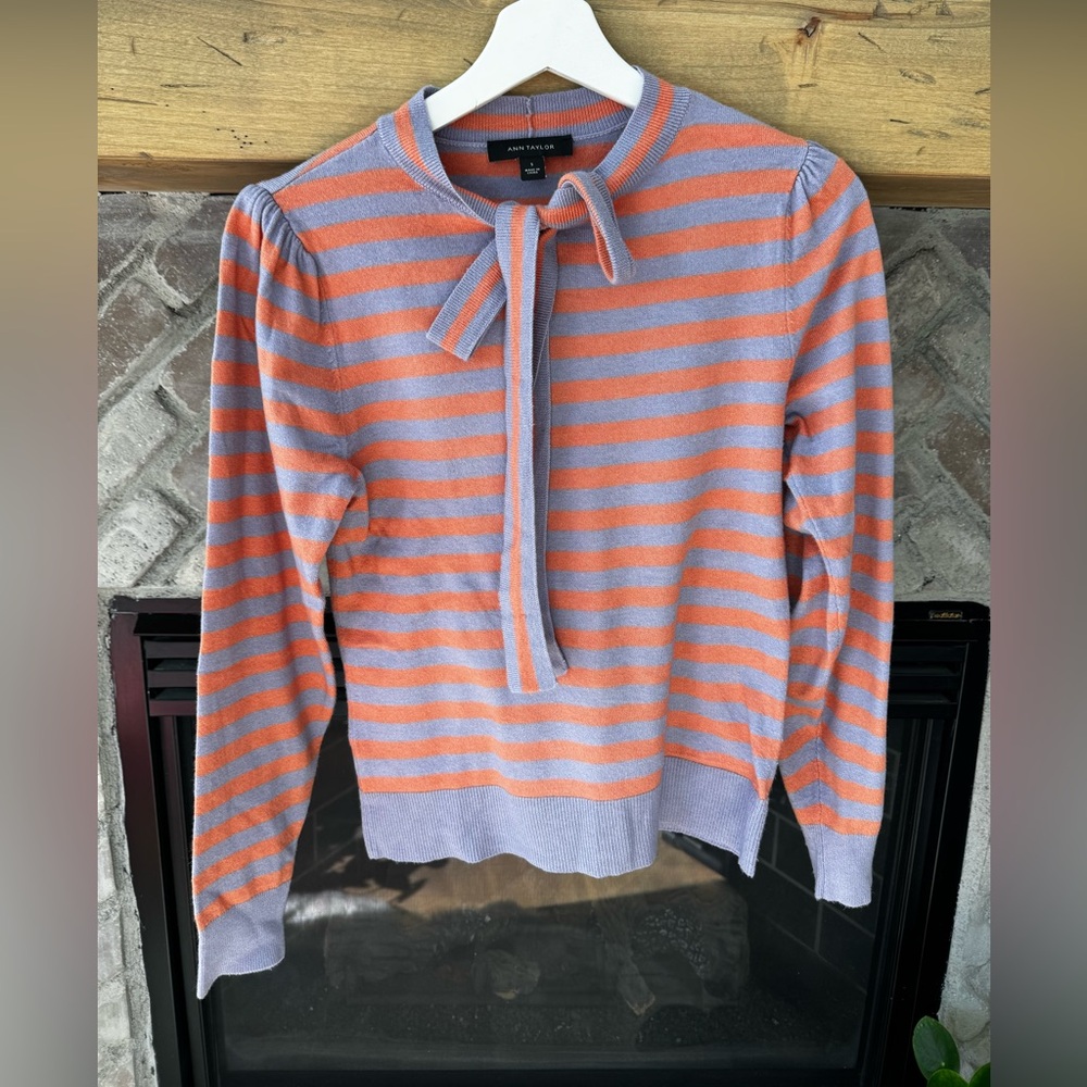 Ann Taylor Purple and Orange Striped Sweater